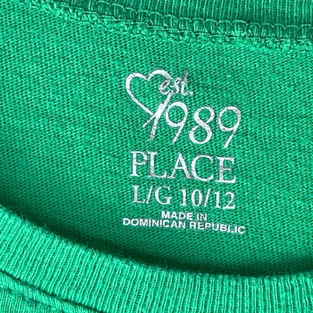 Childrens Place Irish Shamrock Clover St Patricks Day Green T Shirt Size 10/12 - Picture 2 of 6